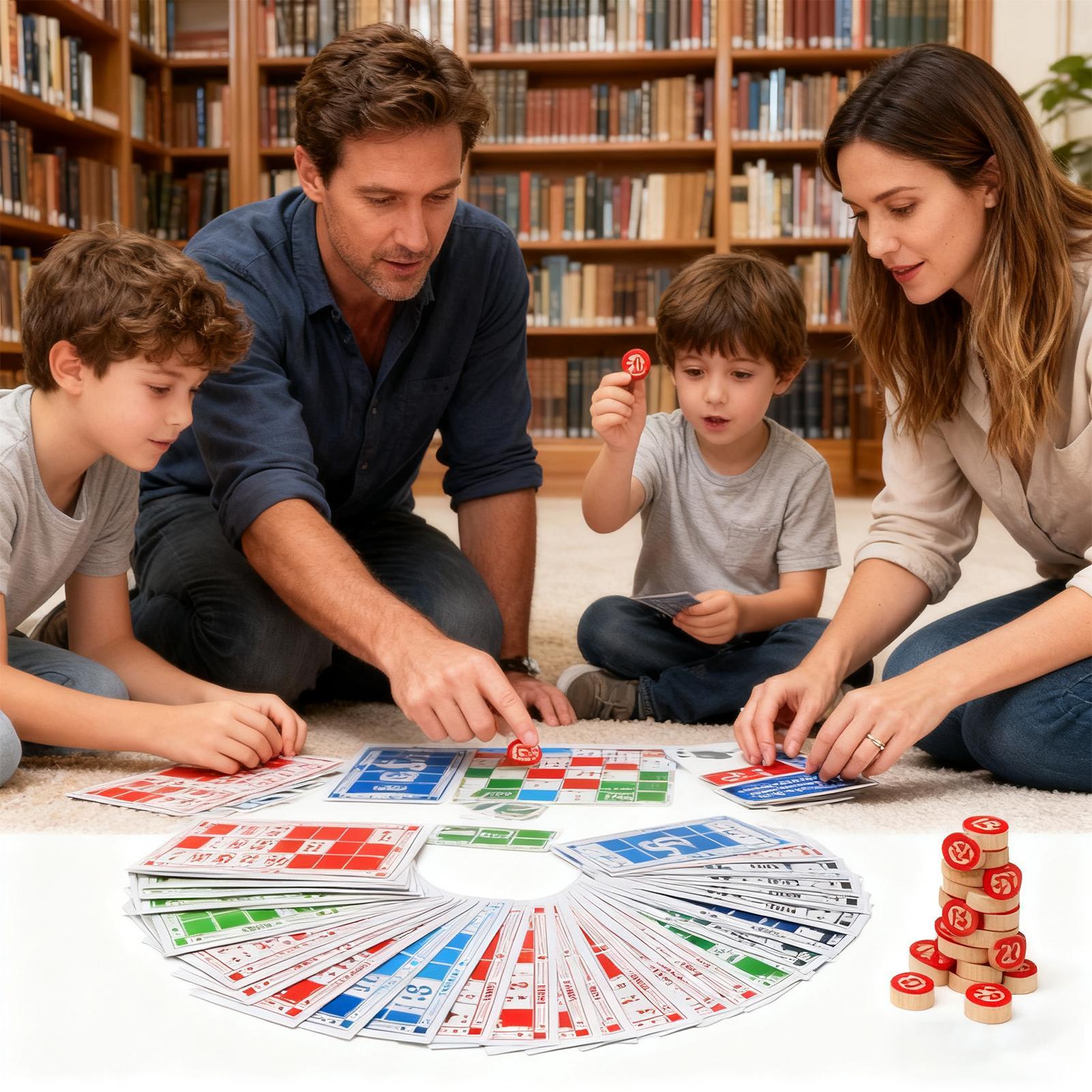 Play Friends Party Games - ชุดบิงโก ของเล่นไม้โบราณสุดสนุก การ์ดพิมพ์ขนาดใหญ่ เกมจับคู่หมากรุก สำหรับเด็ก ครอบครัว
