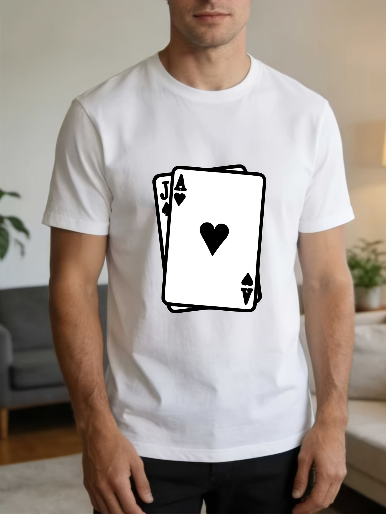 Party Games Jack - เสื้อยืดลายแจ็คแอนด์อะแบรนด์โป๊กเกอร์ เสื้อยืดน้ำหนักเบา 180 กรัมสำหรับผู้ชาย ของขวัญที่สมบูรณ์แบบสำหรับผู้ที่ชื่นชอบเกมไพ่ ชุดลำลองสำหรับการสังสรรค์ในครอบครัว