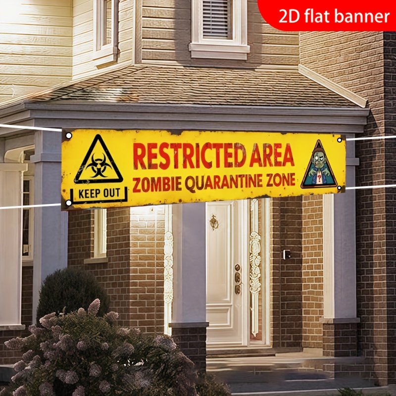 Zombie Party Games - แบนเนอร์แบนแบบ 2 มิติ 1 ชิ้นสำหรับตกแต่งวันฮาโลวีน 