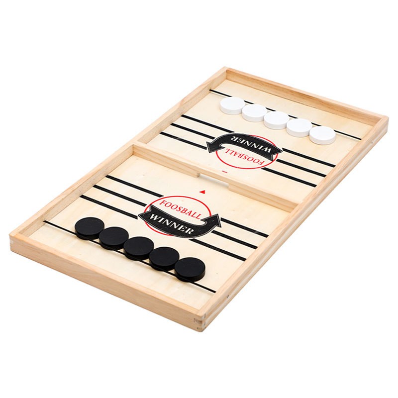 Party Family Games - เกมกระดานไม้ 2-in-1 ฮอกกี้น้ำแข็งและหมากรุก ขนาดใหญ่ เกมส่งลูกเร็ว สำหรับเล่นบนโต๊ะ