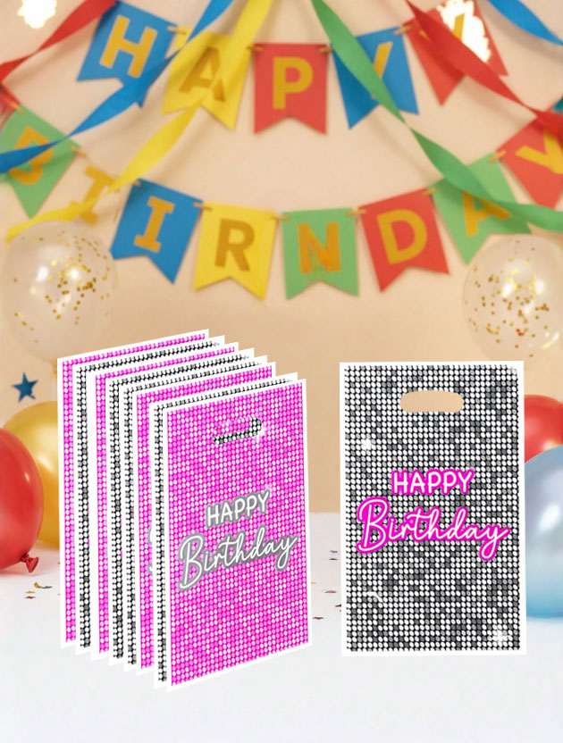Party Games No Supplies - ถุงของขวัญปาร์ตี้ 20 ชิ้น/40 ชิ้น สไตล์กลิตเตอร์เลื่อม ตัวอักษรสุขสันต์วันเกิด