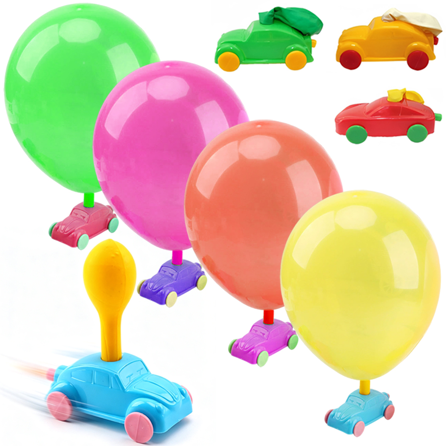 Party Games Physical - รถแข่งแรงเฉื่อยแบบใช้ลูกโป่ง 2-8 ชิ้น ของเล่นวิทยาศาสตร์เพื่อการศึกษา ชุดทดลอง DIY