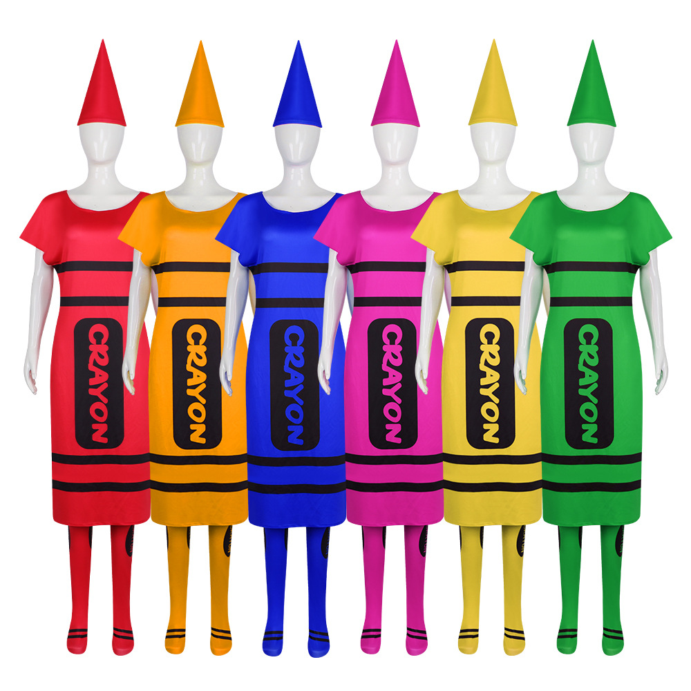 Party Games Adults Funny - ชุดคอสเพลย์ฮาโลวีนสำหรับผู้หญิง ชุดเต็มเซ็ต ชุดเดรสแขนสั้น หมวกทรงกรวย ถุงน่อง ชุดแฟนซีสำหรับงานปาร์ตี้กลุ่ม