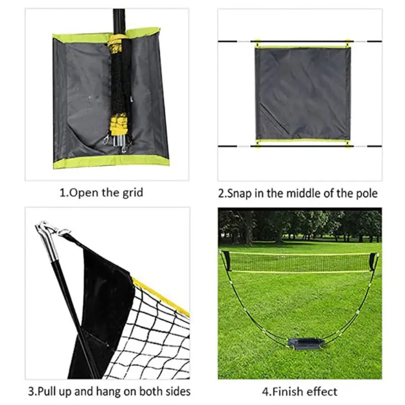 Badminton Set Garden - ชุดตาข่ายแบดมินตันพับได้สำหรับสนามฟุตบอล เทนนิส วอลเลย์บอลเด็ก บนชายหาด ติดตั้งง่าย พร้อมกระเป๋าหิ้ว