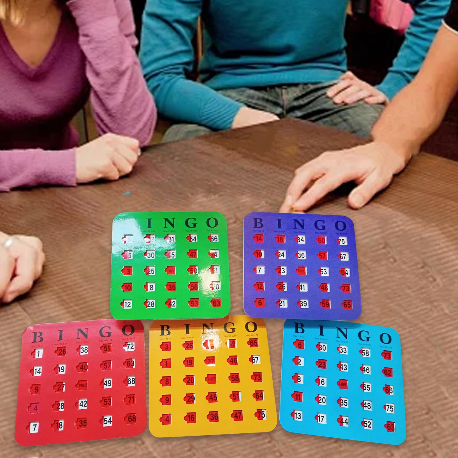 Party Games For Adults Large Group - บัตรบิงโกแบบสไลด์ 5 ชิ้น พิมพ์ใหญ่ อ่านง่าย เกมปาร์ตี้สนุกๆ