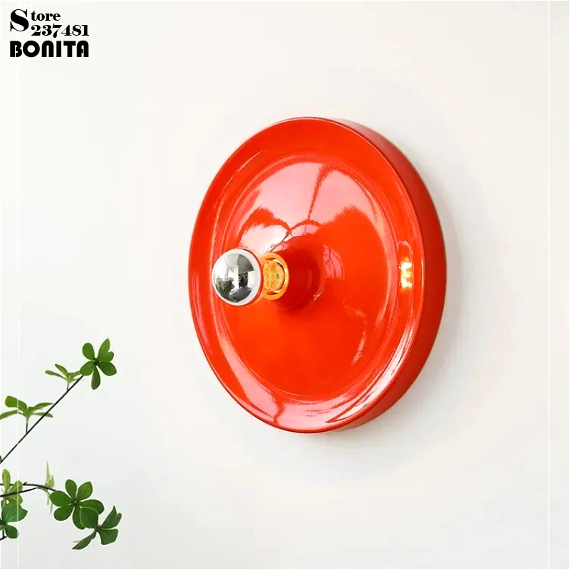 Frisbee Freestyle Disc - โคมไฟติดผนัง/เพดาน รูปทรงยูเอฟโอ สไตล์อิตาเลียน สีส้ม ลายริบบิ้น/แผ่นเรียบ วัสดุโลหะ